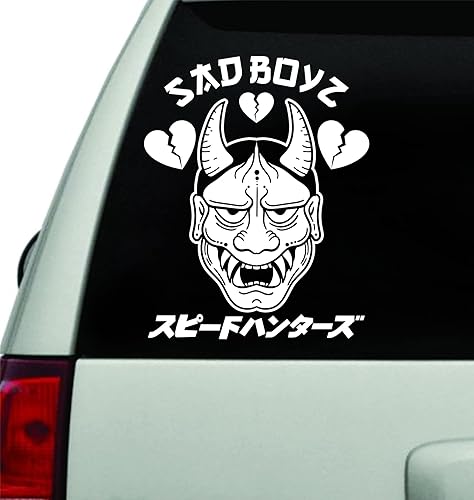 Calcomanía de vinilo para pared, diseño de Hannya, con corazones rotos, para coche, camión, ventana, parabrisas, laptop, cita divertida, esposa,