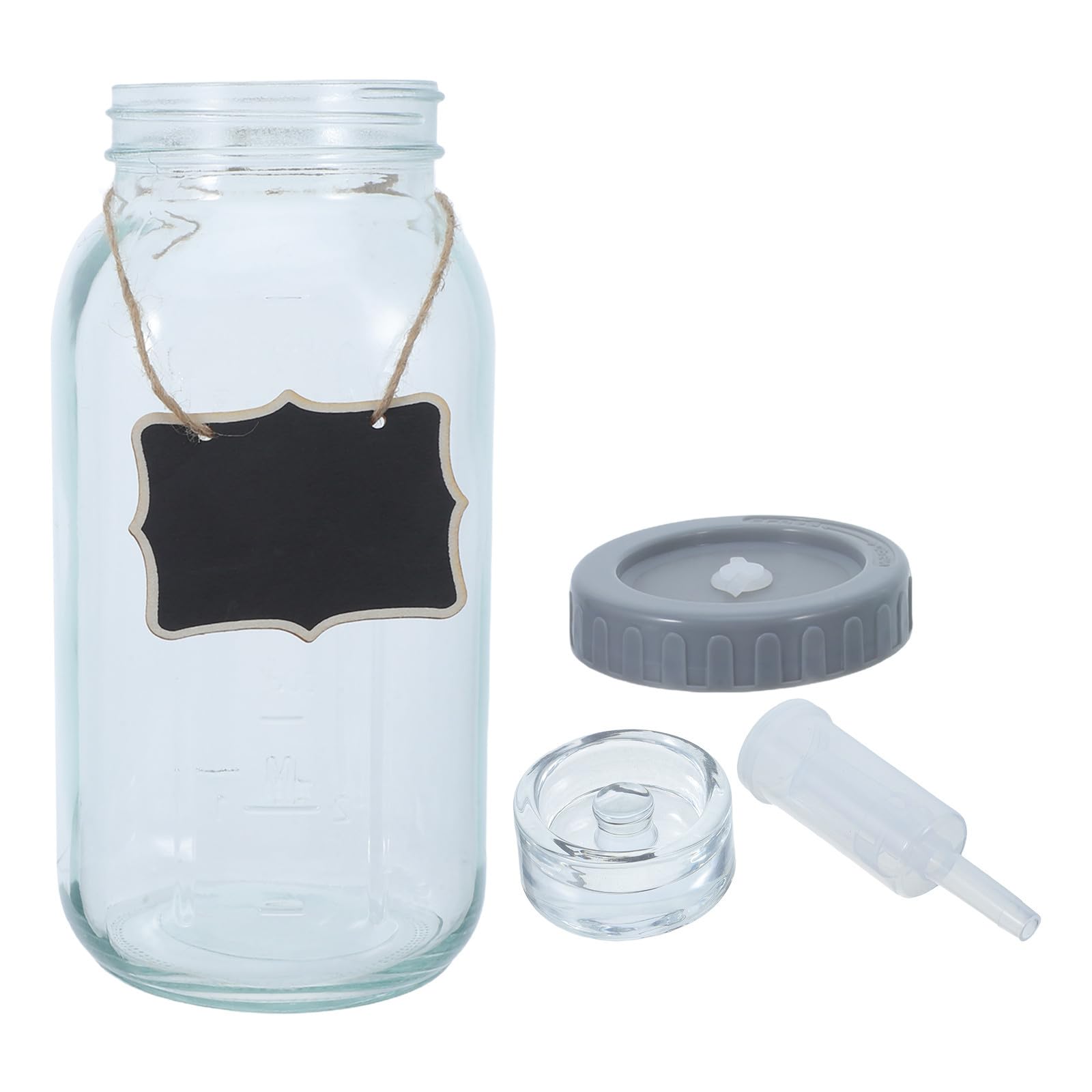 Barattolo per Fermentazione in Vetro con Chiusura Ermetica e Scala Graduata, capacità 64oz, Bocca Larga, Accessori Inclusi per Lievito Madre e Uso in Cucina