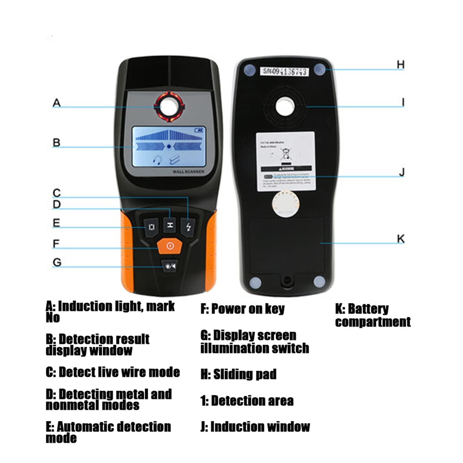 Escáner de Pared, Detector de Metales 3 en 1, escáner Pared, Cable Madera, buscador Pernos Alambre eléctrico con Alarma LED y pitidos
