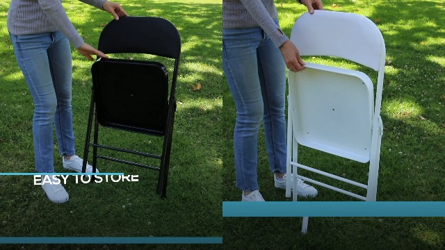 Image of Simpli-Magic 4ft Portable Plastic Folding Table - Indoor & Outdoor Heavy-Duty Foldable Utility Table w /Handle for Party & Camping (Black)