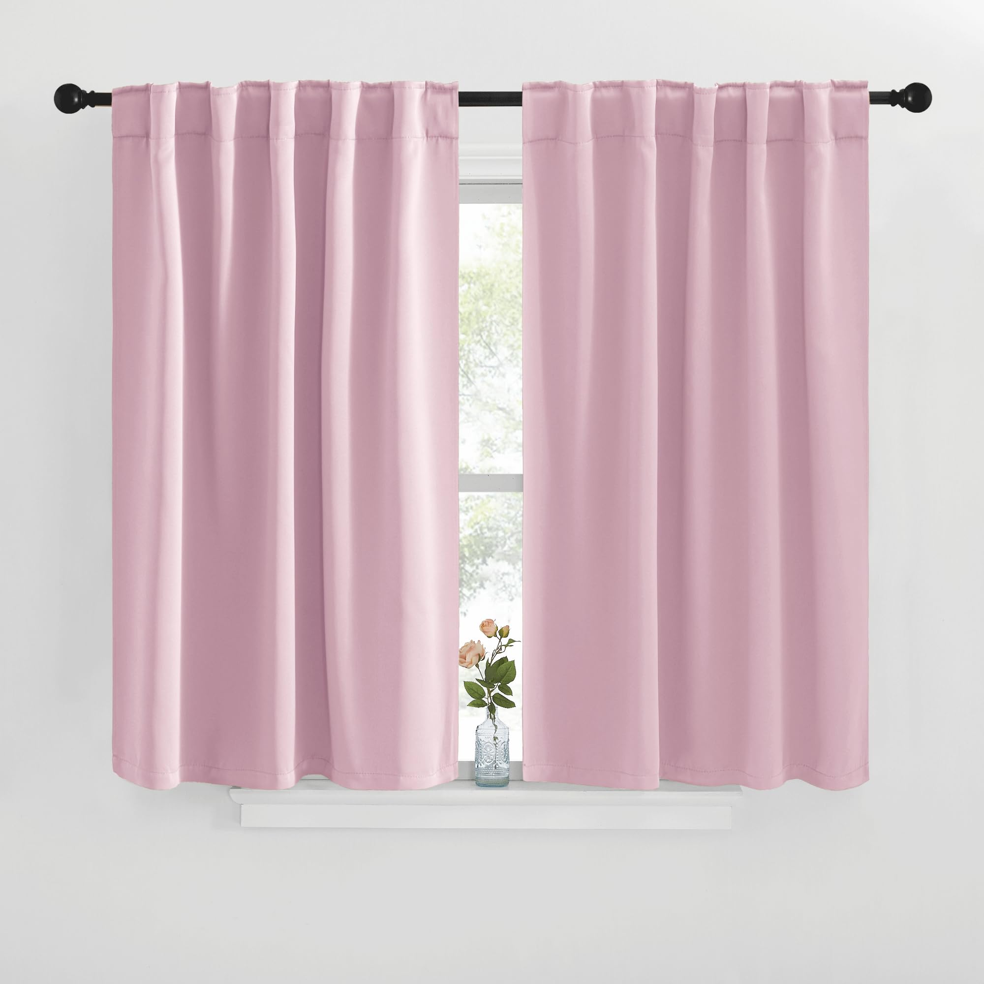 NICETOWN Blackout Window Curtains for Camper - (Baby Pink Color) 42x40 Inch, 2 Panels Set, Thermal Insulated Room Darkening Blackout Drapes/Draperies with Rod Pocket &amp; Back Tab for Loft