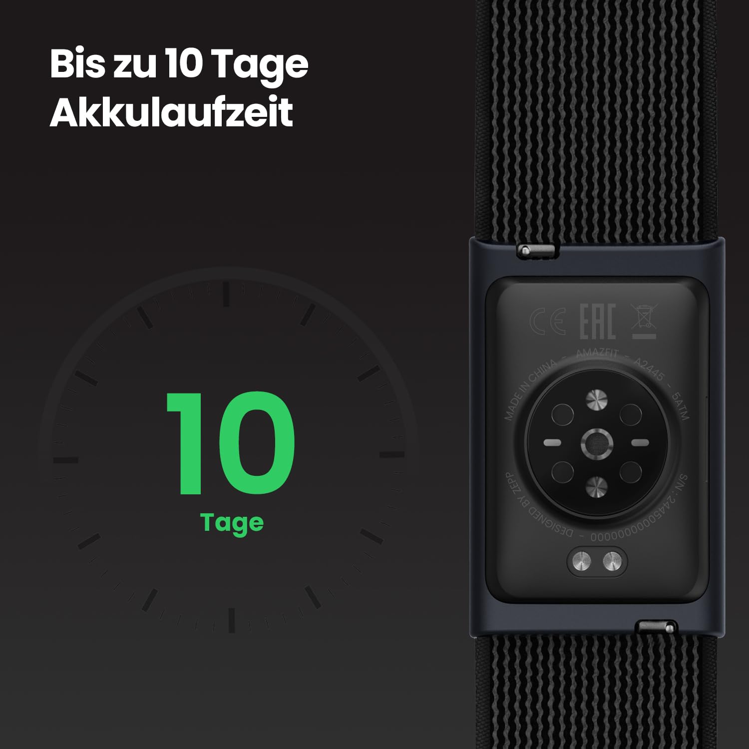 Amazfit Helio Strap Smart Band Fitness-Tracker, 24/7 Aktivitäts und Schlaftracker mit Herzfrequenz, 10 Tage Akkulaufzeit, 50+ Sportmodi, Krafttraining, HYROX, Kein ABO erforderlich für Android&iPhone