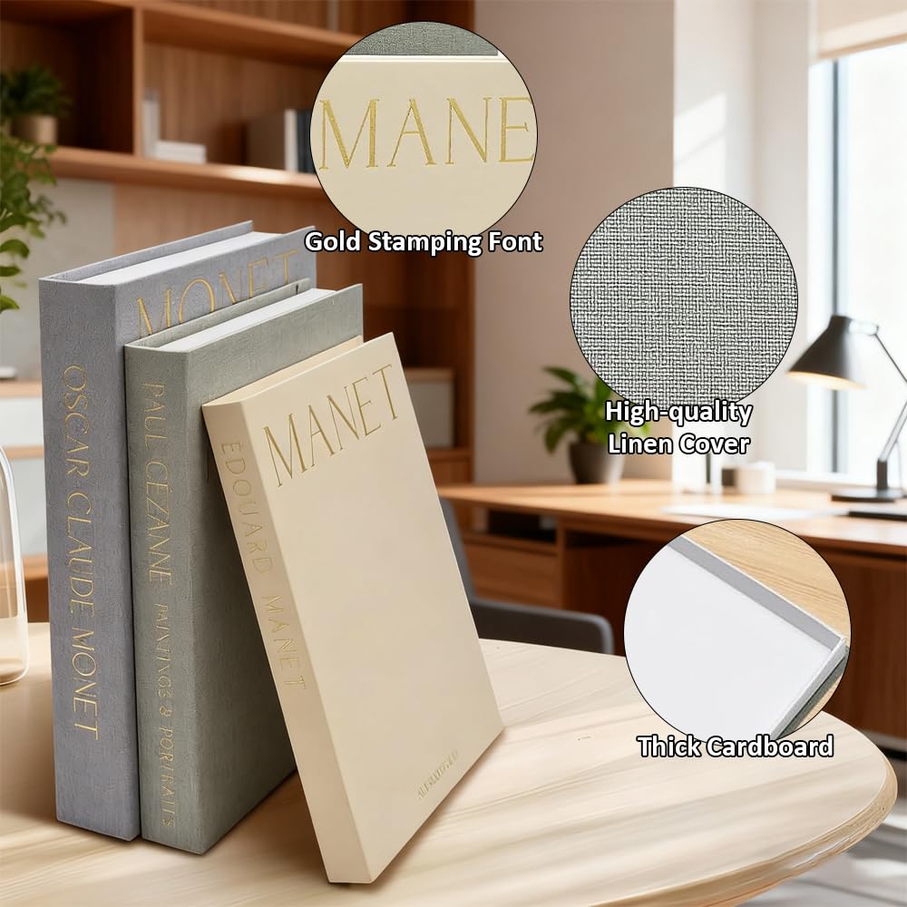 Set Di 3 Libri Decorativi Per La Casa, Libri Decorativi, Librida Tavolino, Scatole Impilabili In Lino, Libri DecorativiFinti, Per Librerie e Tavolini Da Caffè