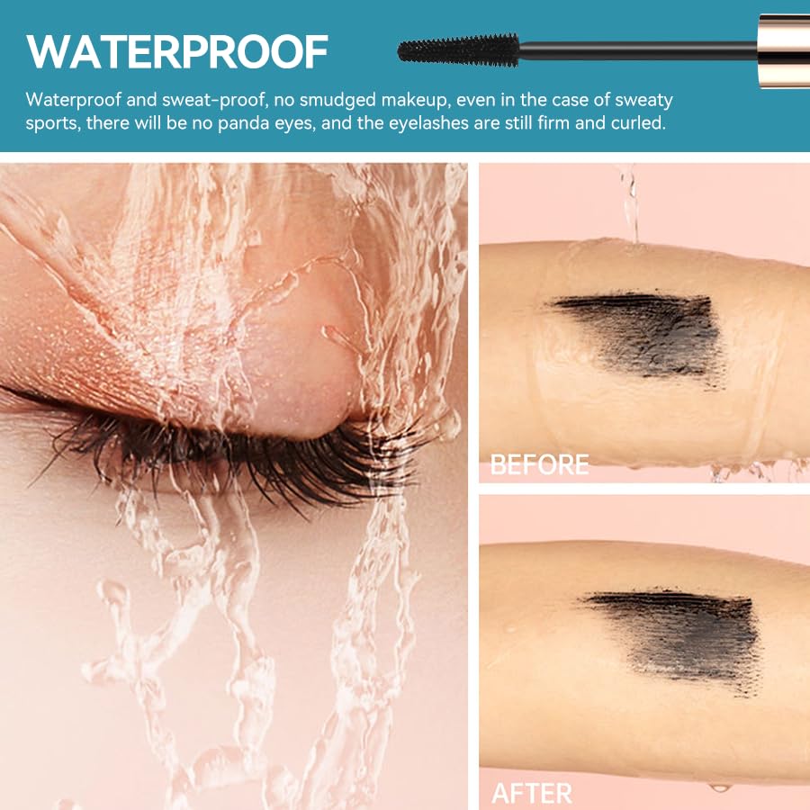 Rímel de pestañas postizas, antigravedad, volumen y longitud impermeable, maquillaje de belleza de larga duración, rizador negro, realzador de pestañas de ojos, rizado y sin aglomeración, máscara de 2