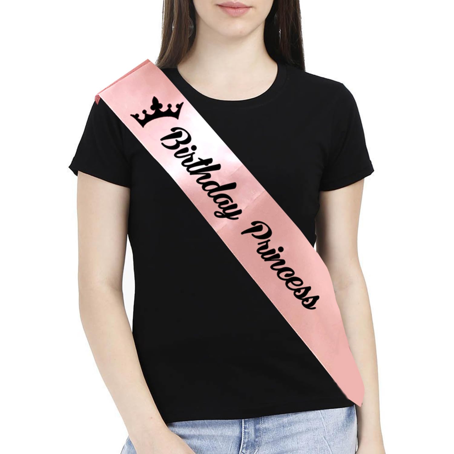Ananta Design Gifts Happy Birthday Princess Satin Sash for Women Girls Kids -Pack of 1 (Pink)-image-7