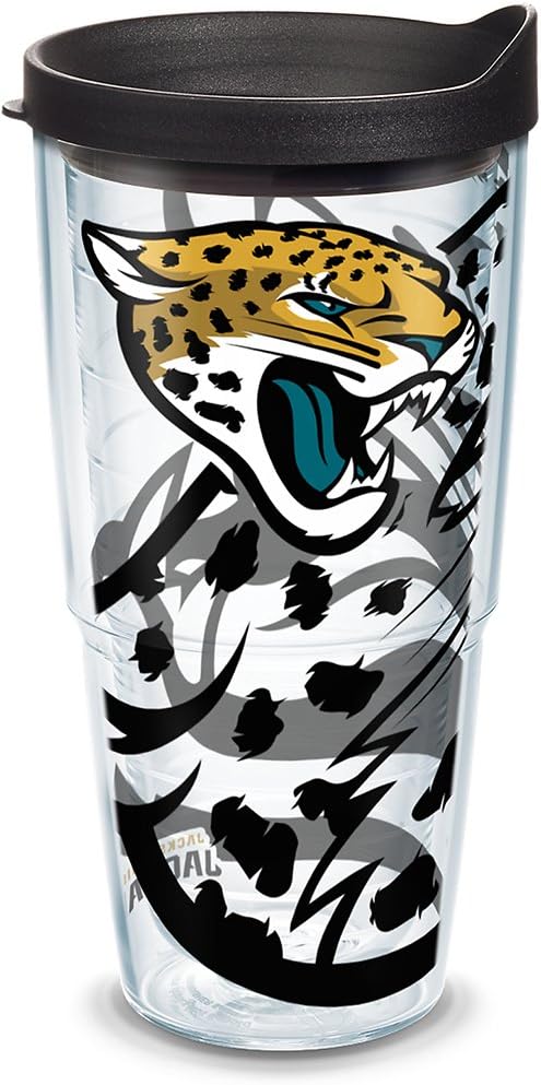 Tervis Made in USA Double Walled NFL Jacksonville Jaguars Insulated Tumbler Cup Keeps Drinks Cold & Hot, 24oz, Genuine