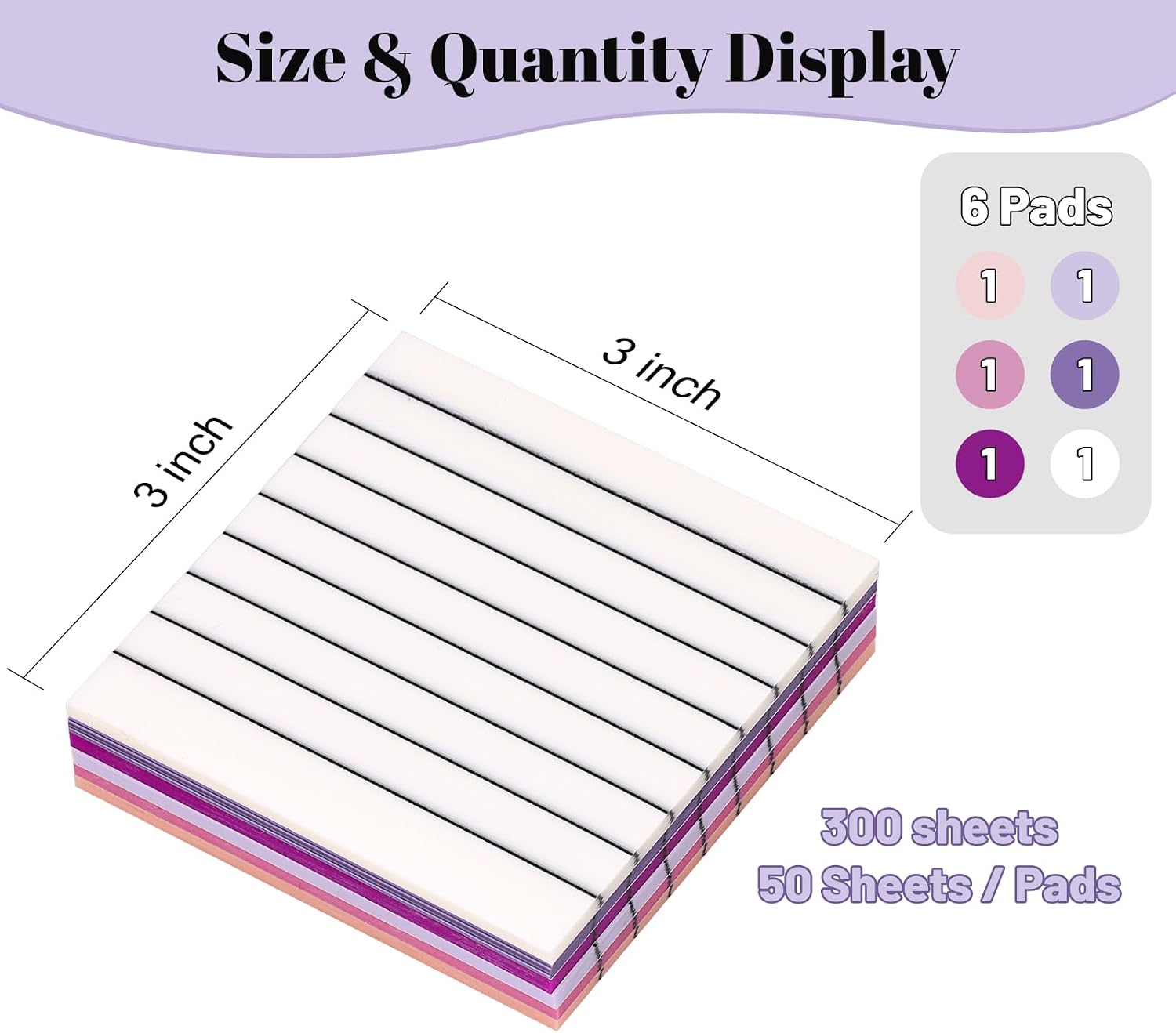 Transparent Sticky Notes Lined 300 Sheets 3"X3" Purple PET Material image 2