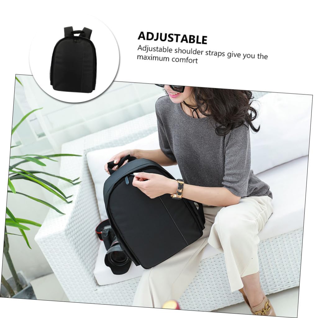 HOMSFOU Zaino per Fotocamera in Nylon Custodia Porta-accessori, Organizer Interno Modulare, Borsa da Viaggio Resistente Agli Urti per Escursioni e Uso Quotidiano