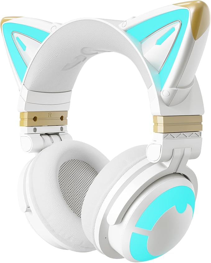YOWU RGB Cat Ear Headphone 3G Wireless 5.0 Foldable Gaming Headset with