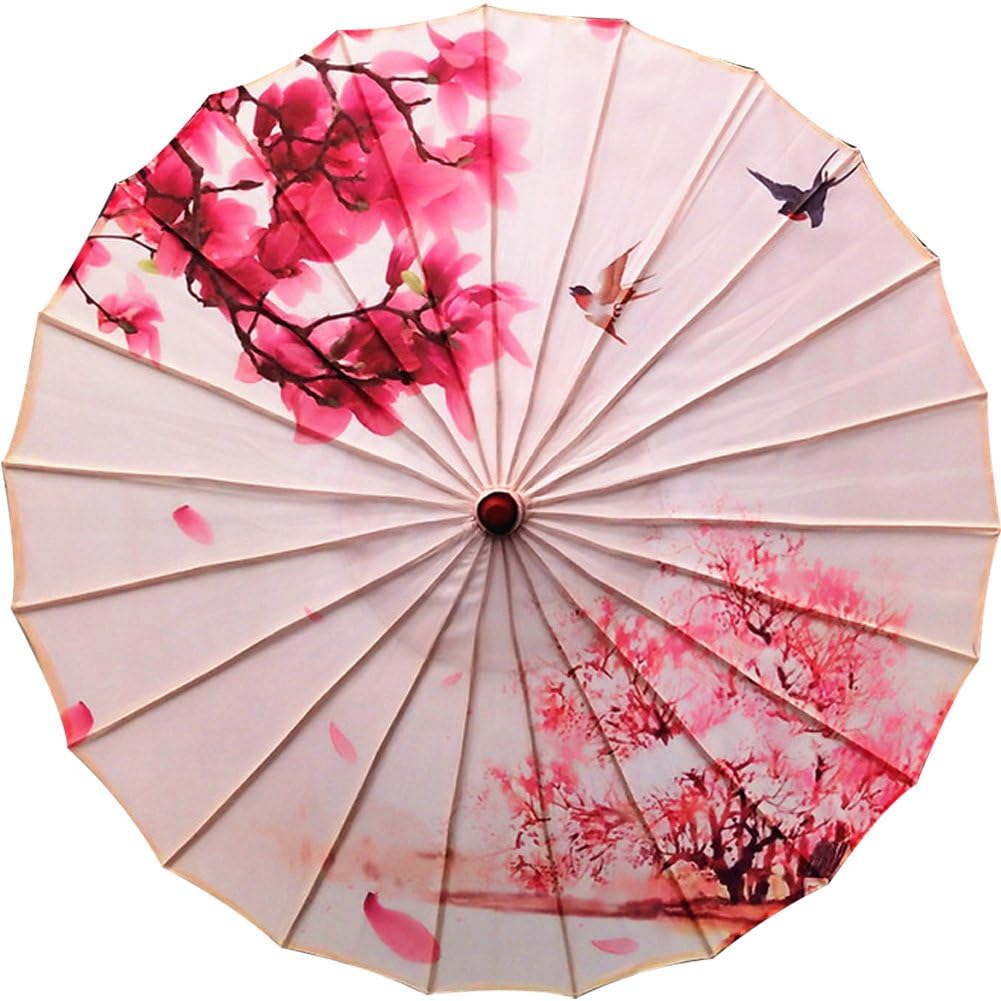 Baokuan Handmade Oiled Parasol Bamboo Silk Umbrella Chinese Japanese Art Classical Dance Umbrella Flower for Wedding Parties Photography Costumes Cosplay