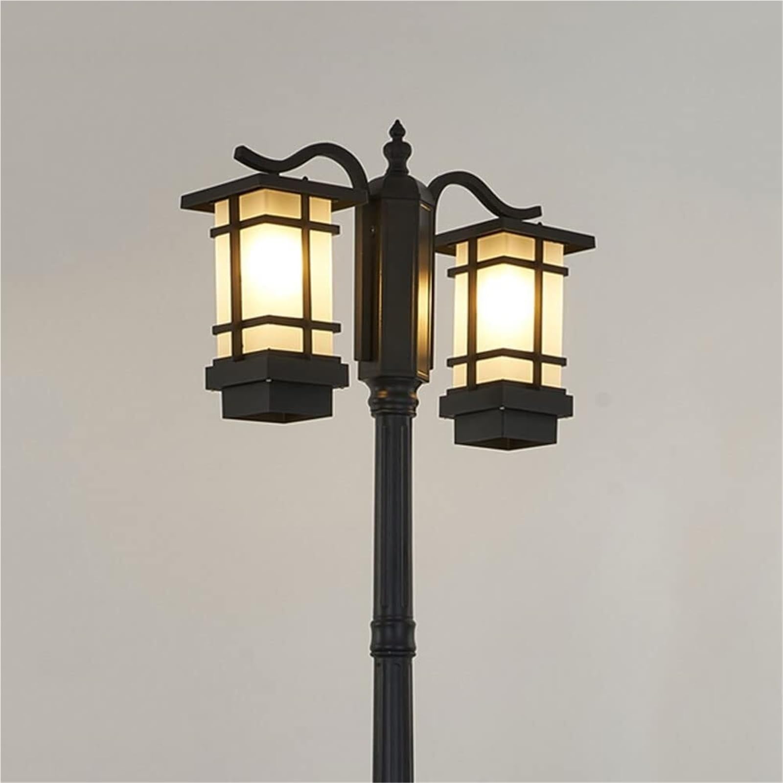 QUSYZD Solar Post Lights Outdoor Lamp Post Light, Black Finish Pillar Light Ip56 Waterproof Street Light Anti-Rust Aluminum Landscape Column Lamp With High-Gloss Glass Lampshad,Height 230cm