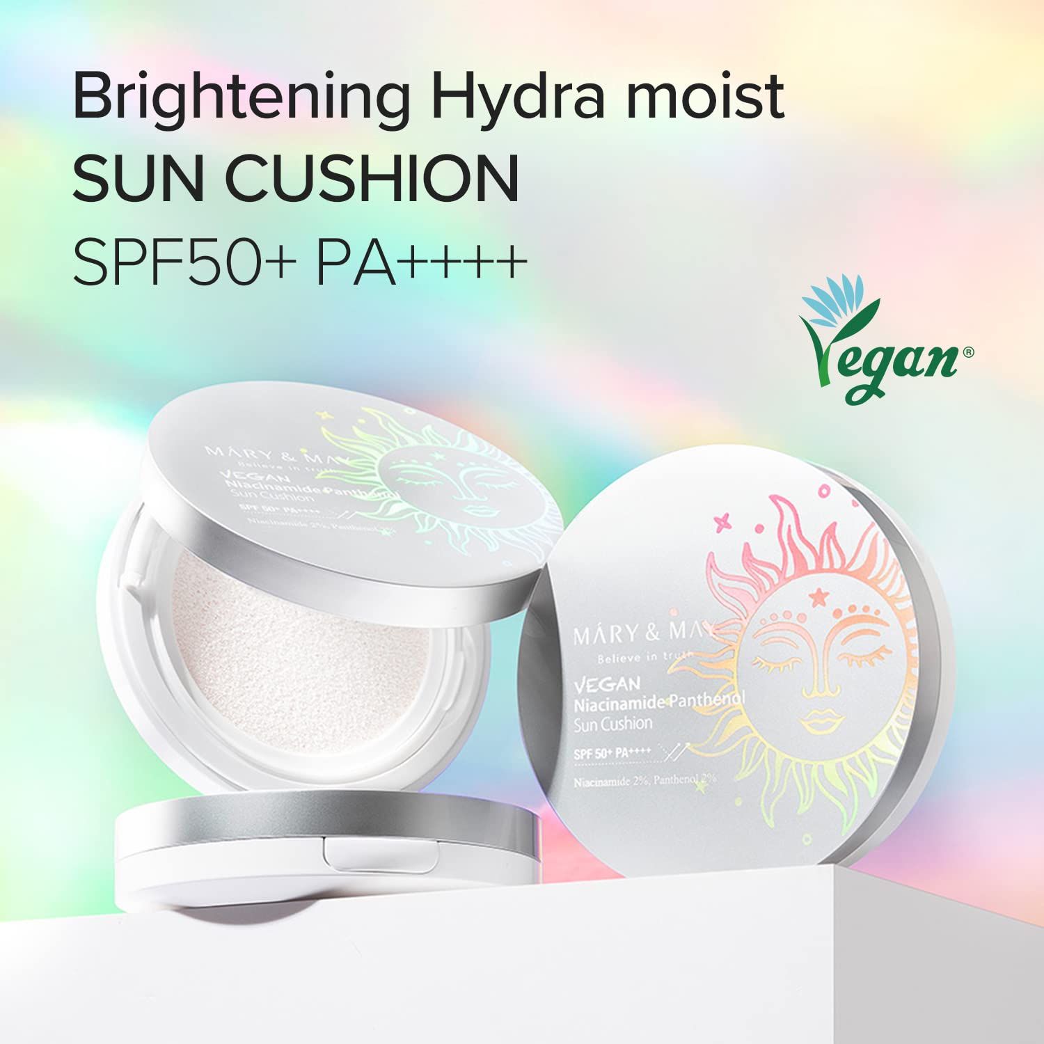Mary & May Vegan Niacinamide Panthenol Sun Cushion SPF50+ PA++++, Broad Spectrum UV Protection, Skin Tone Enhancement - Image 2