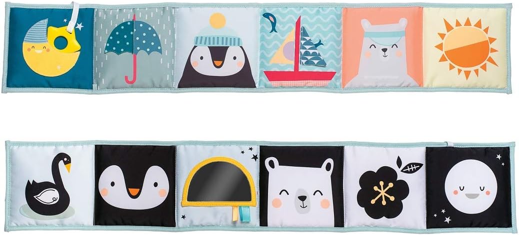 Taf Toys North Pole Tummy Soft Double Sided Activity Book. Includes Baby Safe Mirror, Crinkle Textures and a Soft Baby Teether. 0 months +