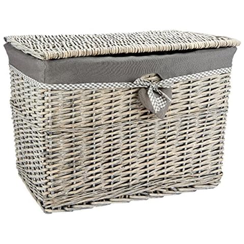 Woodluv Large Grey Wicker Storage Basket Cover