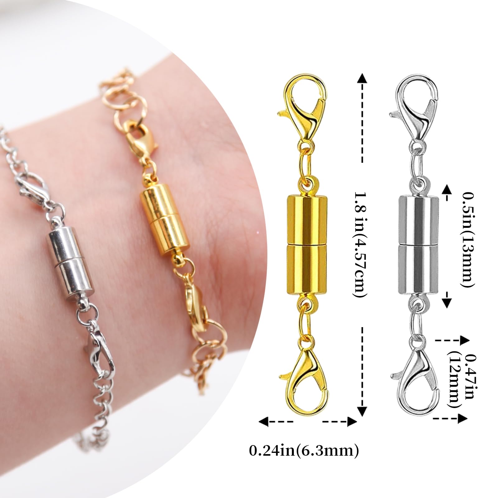 Cierres Magnéticos Para Joyería - 60 Piezas Redondas De 8mm, En Oro Y Plata, Para Pulseras Y Collares DIY
