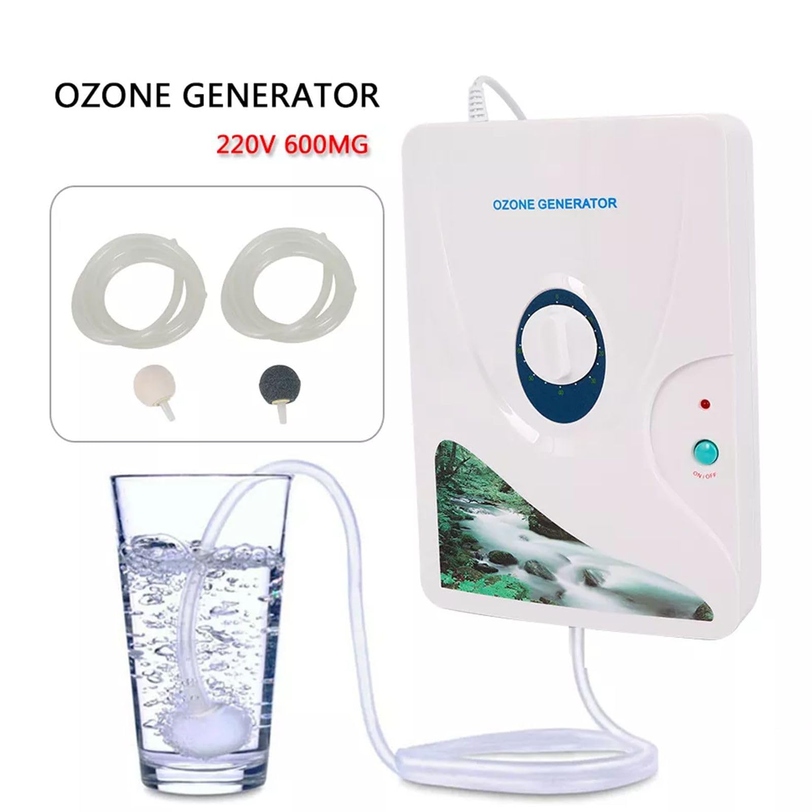 Generatore di ozono da 600 mg/h – Dispositivo industriale di ozono, purificatore d'aria e deodorante con timer da 60 min, per frutta e verdura, trattamento dell'acqua, purificazione dell'aria e