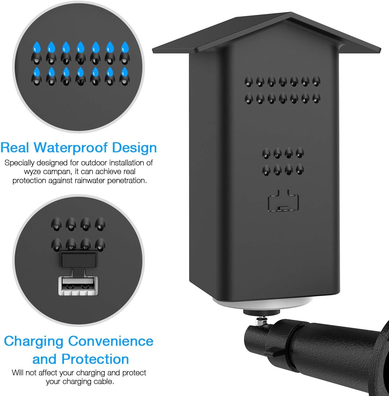 HOLACA Real Water Resistant Protective Case + Metal Wall Mount Bracket for Wyze cam pan,Suitable for Indoor and Outdoor Use,Simple Installation(2Pack,Black)