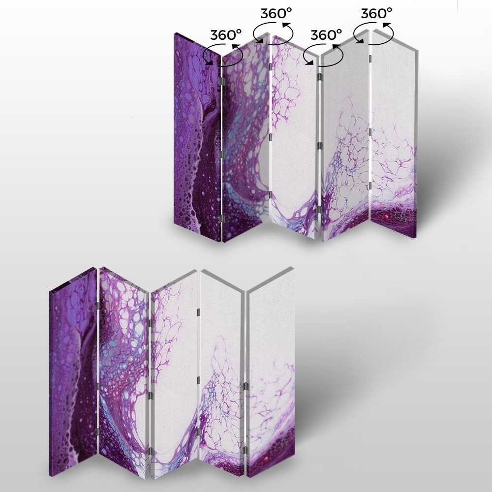 Paravent Reversible Séparateur Abstraction Violet 180x150 cm