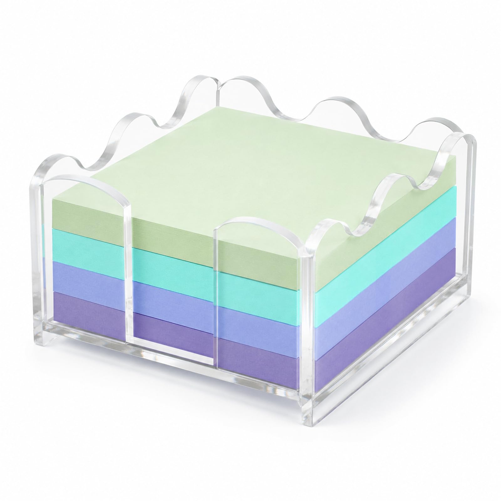 Clear Acrylic Sticky Note Holder Wavy Memo Pad Dispenser for Desk Storage
