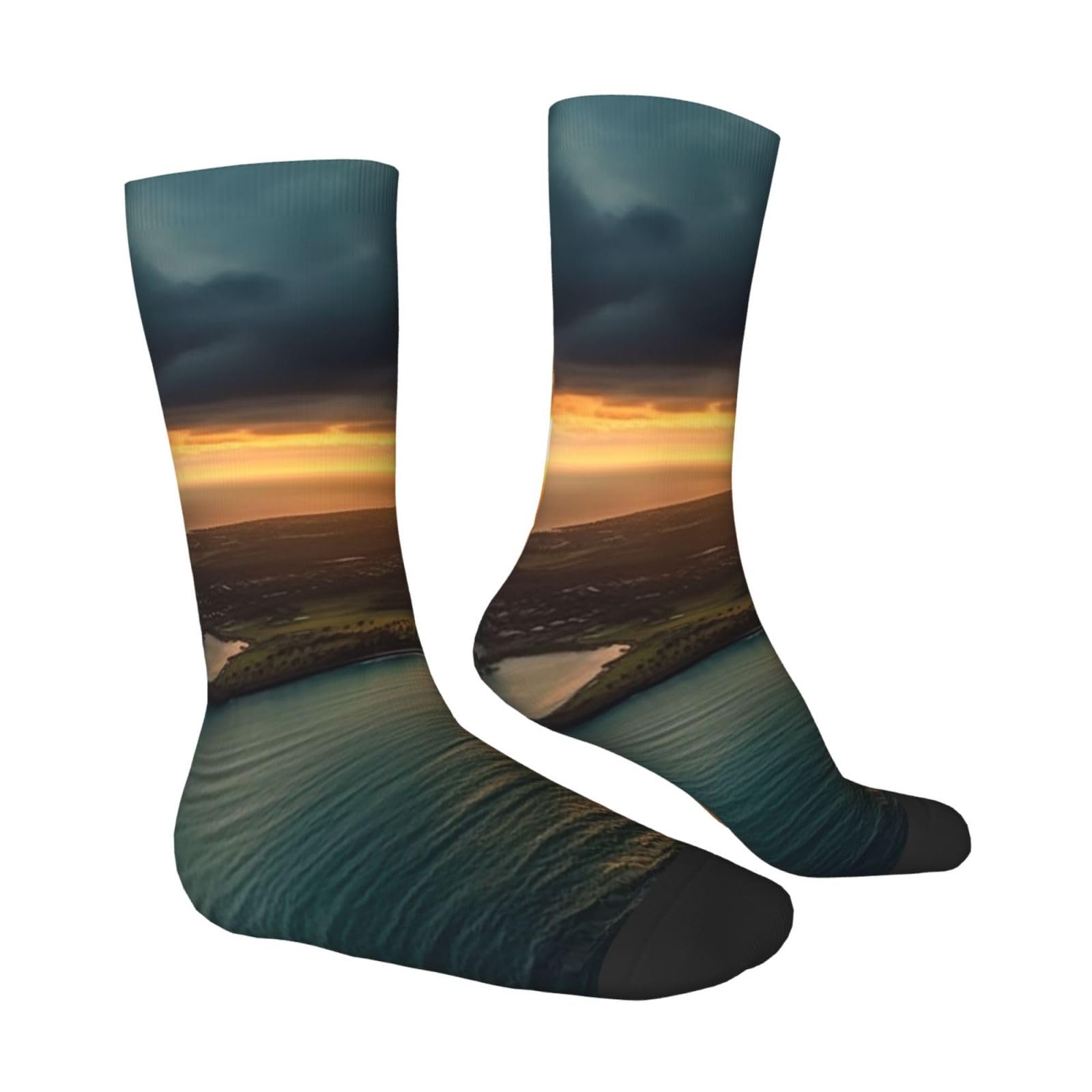LZQPOEAS Sunrise Over Hawaii Athletic Socks Unisex Cushioned Crew Socks Hiking Running Calf Sock Soft Above Ankle Sock