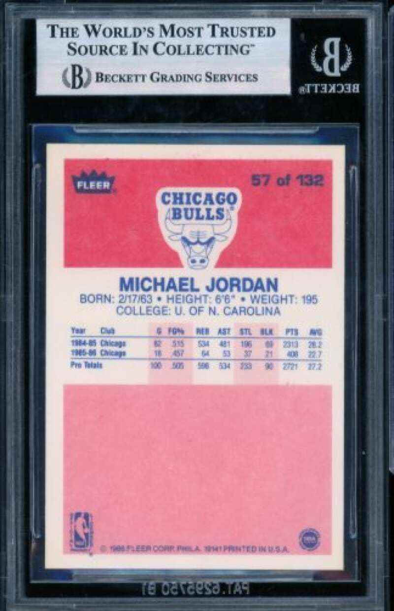 Amazon.com: Michael Jordan Rookie Card 1986-87 Fleer #57 BGS