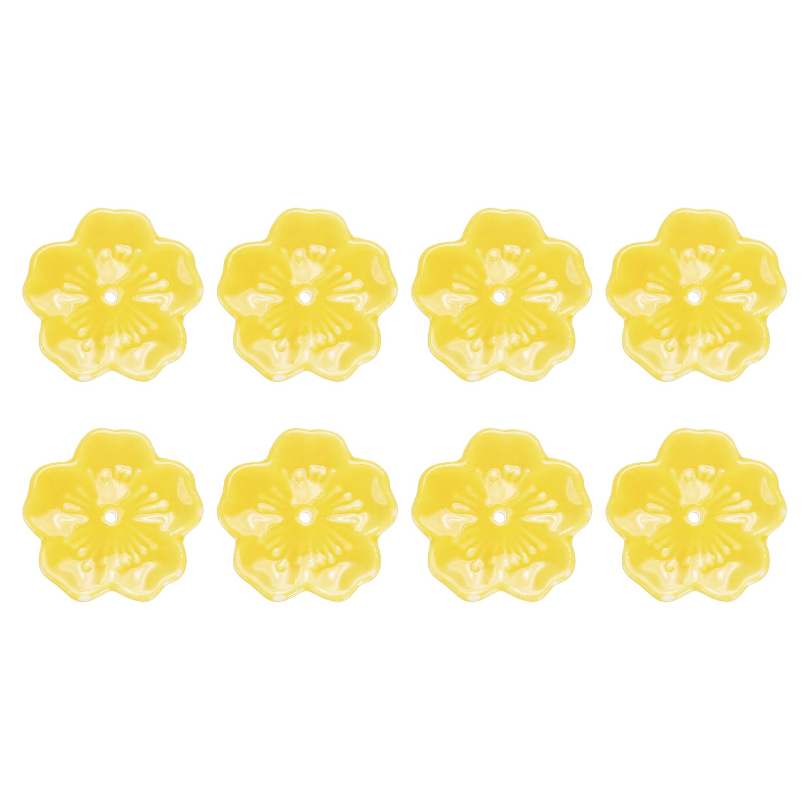 QUARKZMAN 8Pcs Porta Incenso In Ceramica Fiori Di Ciliegio 1.8"x1.8"x0.35" Porta Bacchette Incenso Decorazione Per Casa Ufficio Aromaterapia Giallo