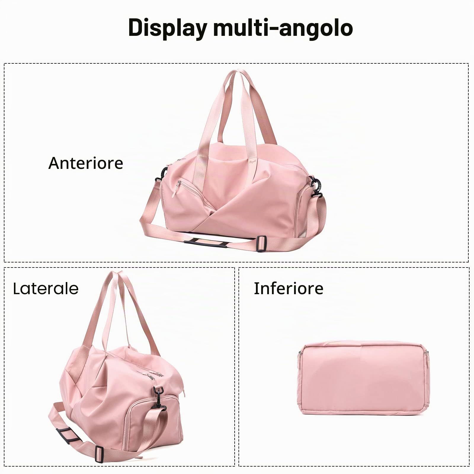 FANDARE Ultraleggero Borsone da Viaggio Borsa Palestra Borsa Sportivo Weekender Borsone Donna Uomo Grande Piscina Palestra Borsa a Spalla con Scomparto Scarpe & Tasca di separazione bagnata e asciutta