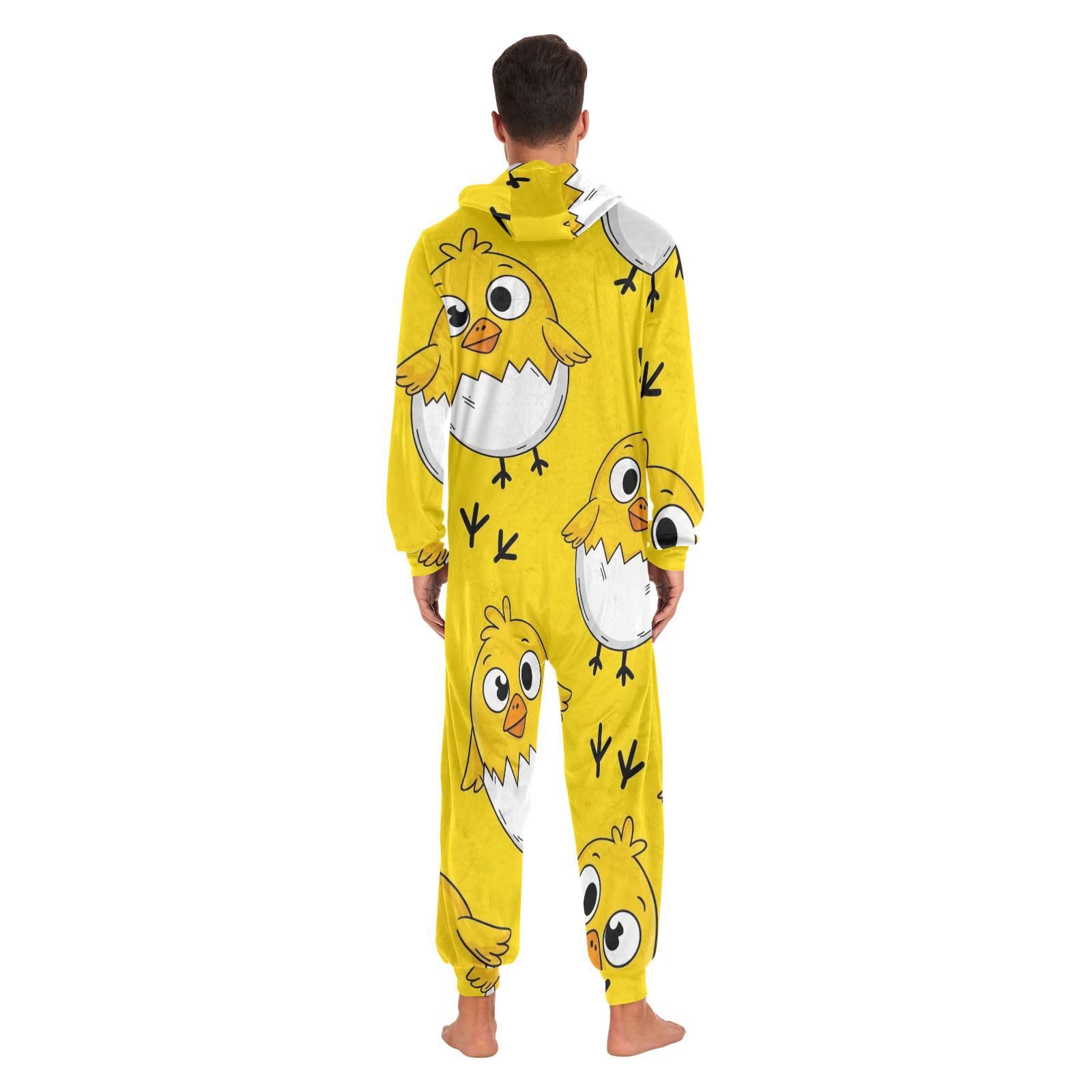 Pyjama grenouillère jaune pour adulte Motif poussin de Pâques