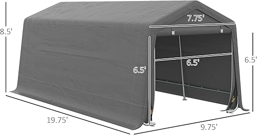 Miniatura 7 de Outsunny Garaje portátil de 10 x 20 pies, tienda de campaña de almacenamiento resistente, refugio de almacenamiento para patio con cubierta de