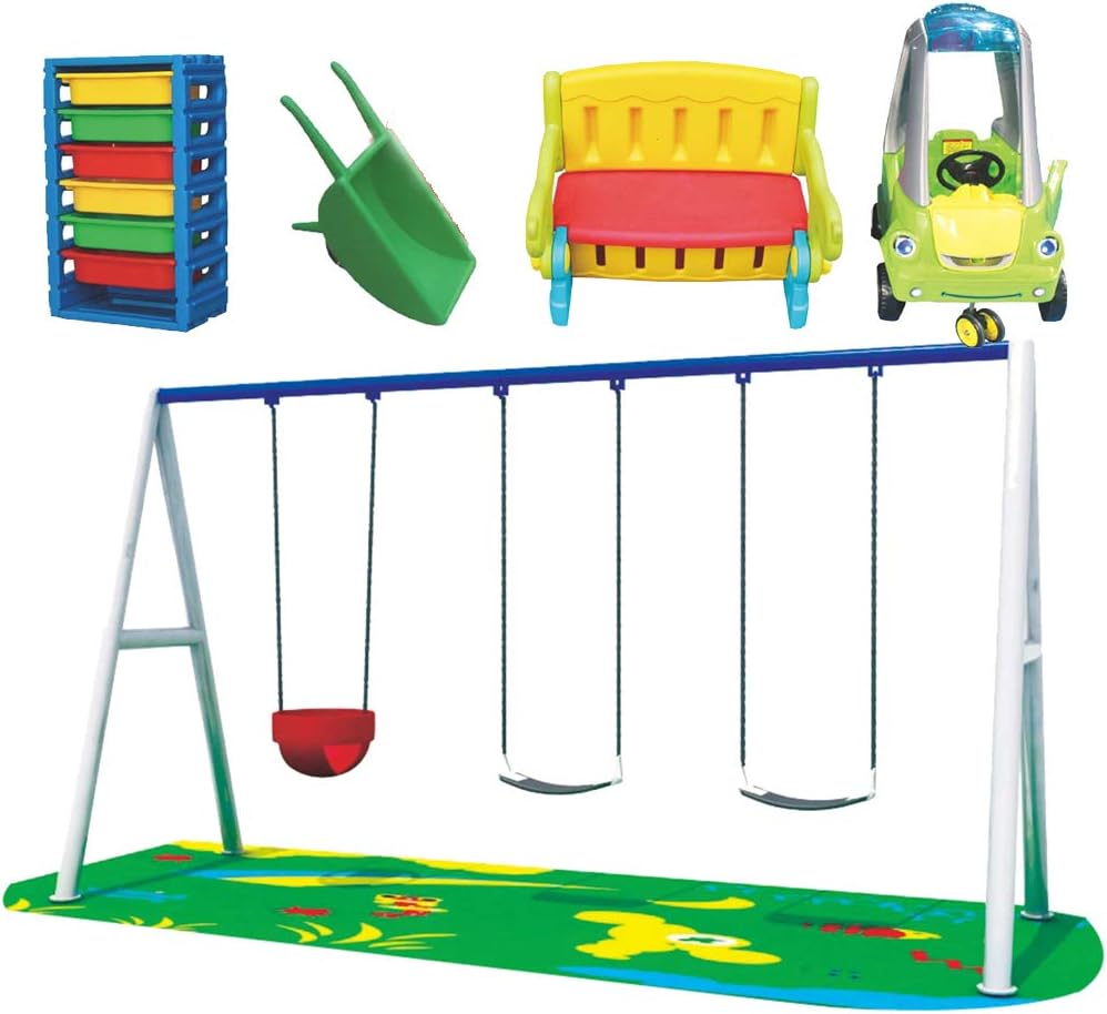 Rainbow Toys The Best Backyard Multifunctional Easy Climber, Outdoor Slide and Swing Sets for Children Activities. Play-Ground Toys Area Size 400x180x230cm.