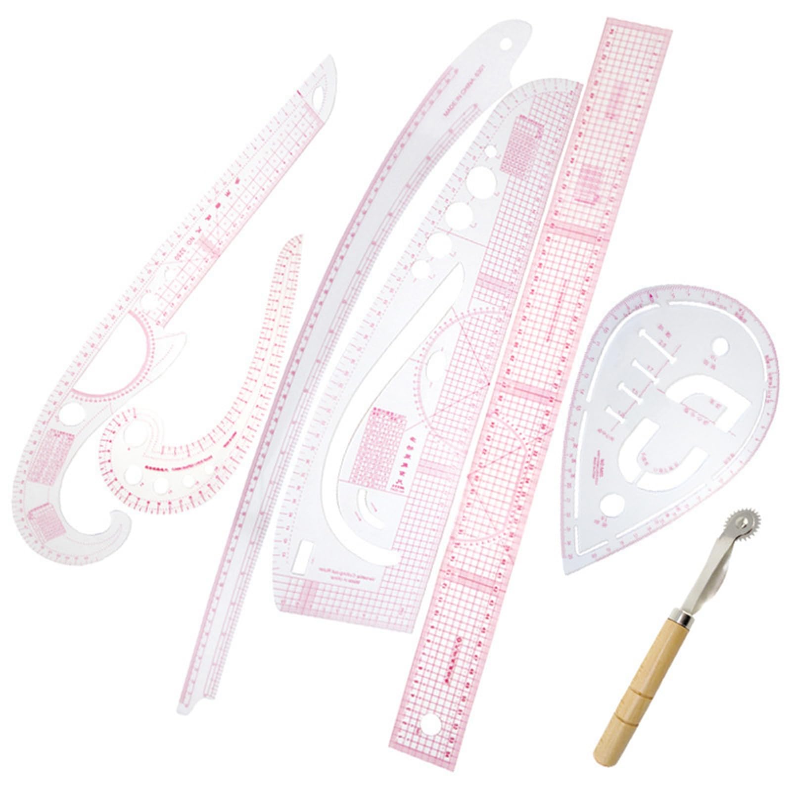 Hidyliu Set di Righelli da Cucito Accessori su Misura in Plastica Flessibile Ad Alta Trasparenza per Taglio di Abbigliamento 7 Pezzi