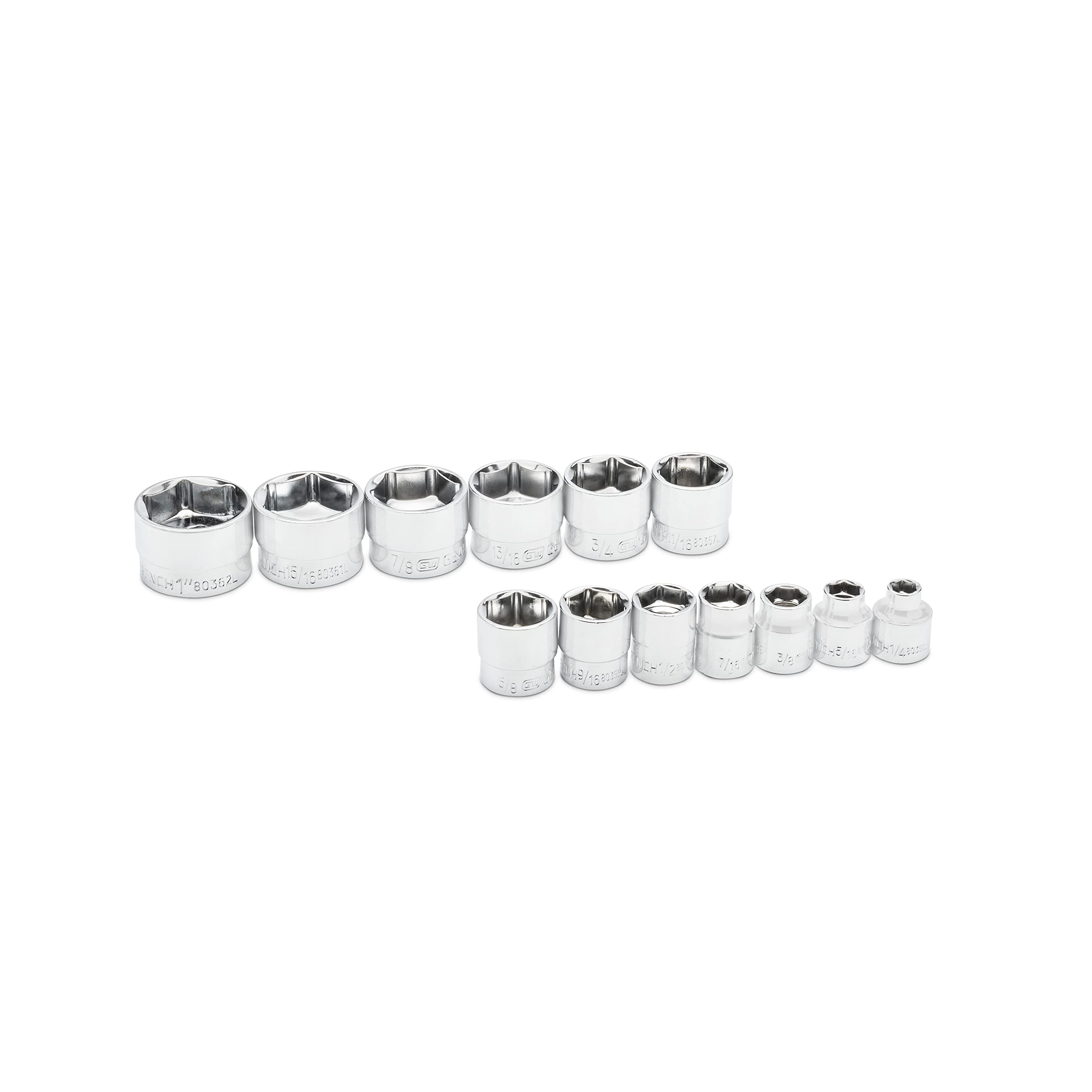 GEARWRENCH Set di chiavi a bussola tozze SAE a 6 punti, attacco da 3/8", 13 pezzi, 81397