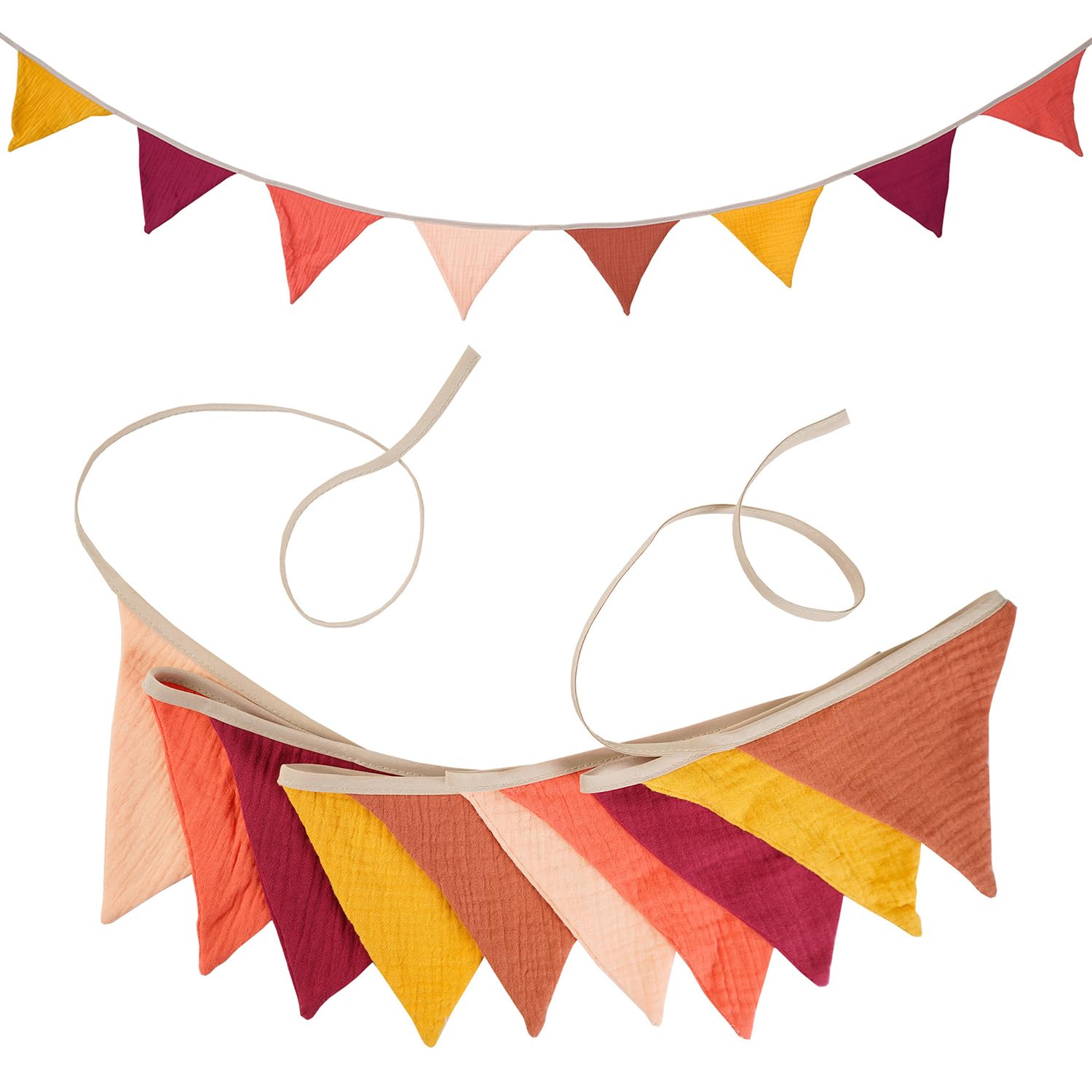 HIVTE Baby Bunting Garland - Nursery Decor, Double Sided Cotton Banner for Birthday, Wedding Shower, Garden Party, Boys Girls Bedroom Decoration (Thanksgiving Orange)