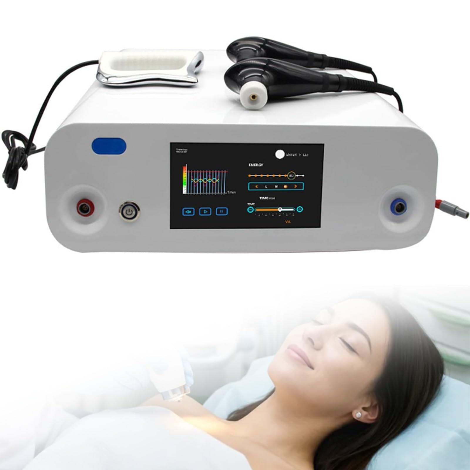 Dispositivo Tecar (CET/RET) a 448 kHz per Fisioterapia e Gestione del Dolore – Con 8 Sonde, 2 Manipoli e 1 Piastra di Ritorno; per Lifting, Rassodamento, Rimodellamento e Benessere