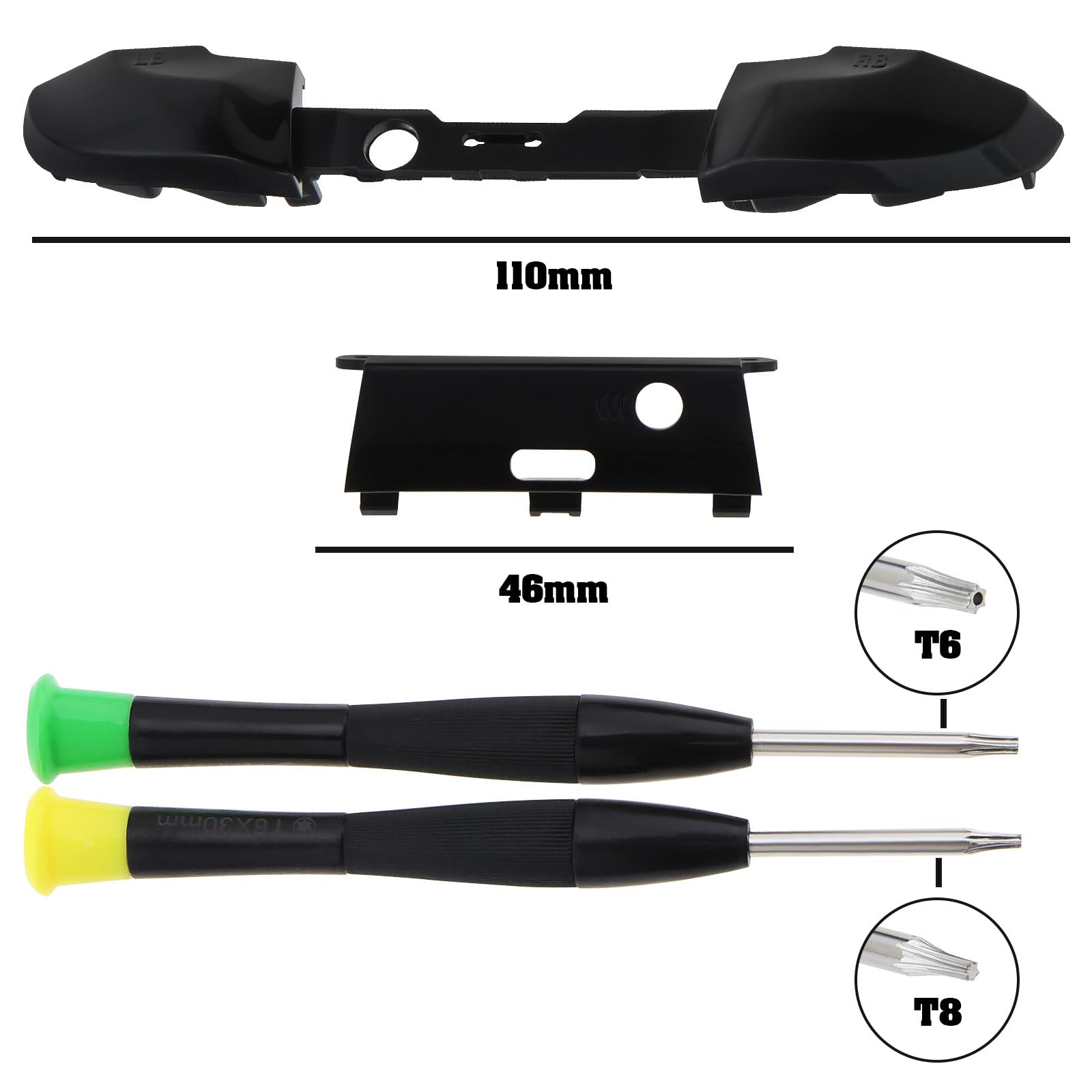Be In Your Mind 6 piezas LB RB Kit de repuesto para controlador de botón de parachoques con juego de destornilladores y accesorios de repuesto compatibles con Xbox One Elite 2
