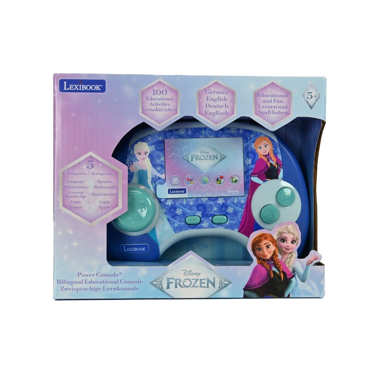 Lexibook, Die Eiskönigin, Power-Spielekonsole, JCG100FZi3LXB | Deutsch/Englisch, 100 Aktivitäten, 2,8-Zoll-LCD, wiederaufladbar, USB-C