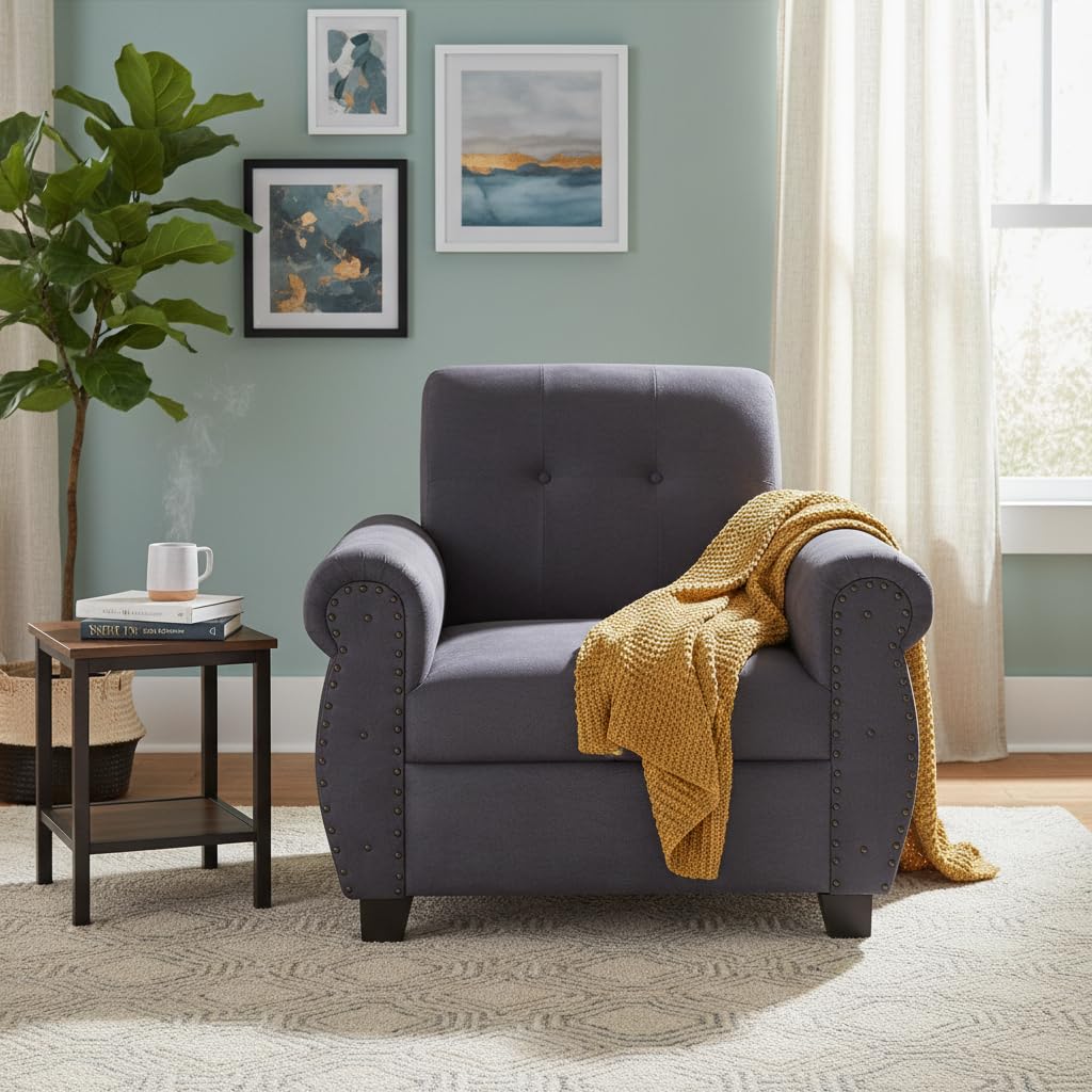 APRODZ Single Seater Fabric Sofa | Comfortable & Stylish Upholstered Sofa for Home & Office | Durable & Elegant Living Room Seating S-271-1 Seater-image-26