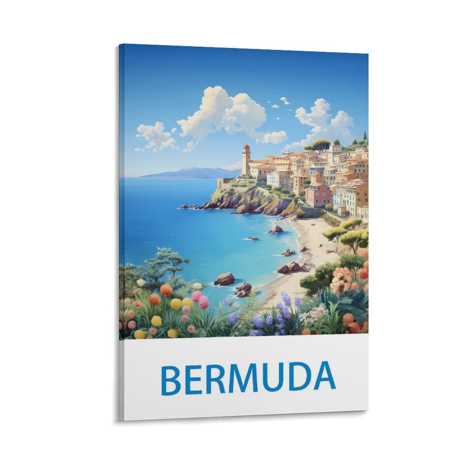 FZYUEN Bermuda Vintage Travel Poster 08x12inch(20x30cm) Canvas Wall Art Prints for Wall Decor Room Decor Bedroom Decor