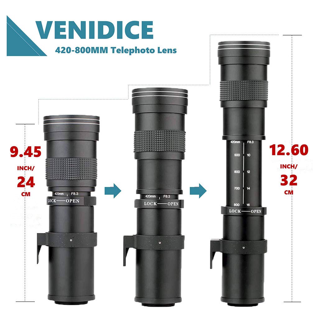 Teleobiettivo Zoom 420-800 Mm F8.3 – Messa A Fuoco Manuale Con Attacco T – Per Reflex Canon EOS (T3, T5, T7, 80D, 6D, 5D, Ecc.) – Perfetto Per Foto Naturalistiche E Lunari - 6