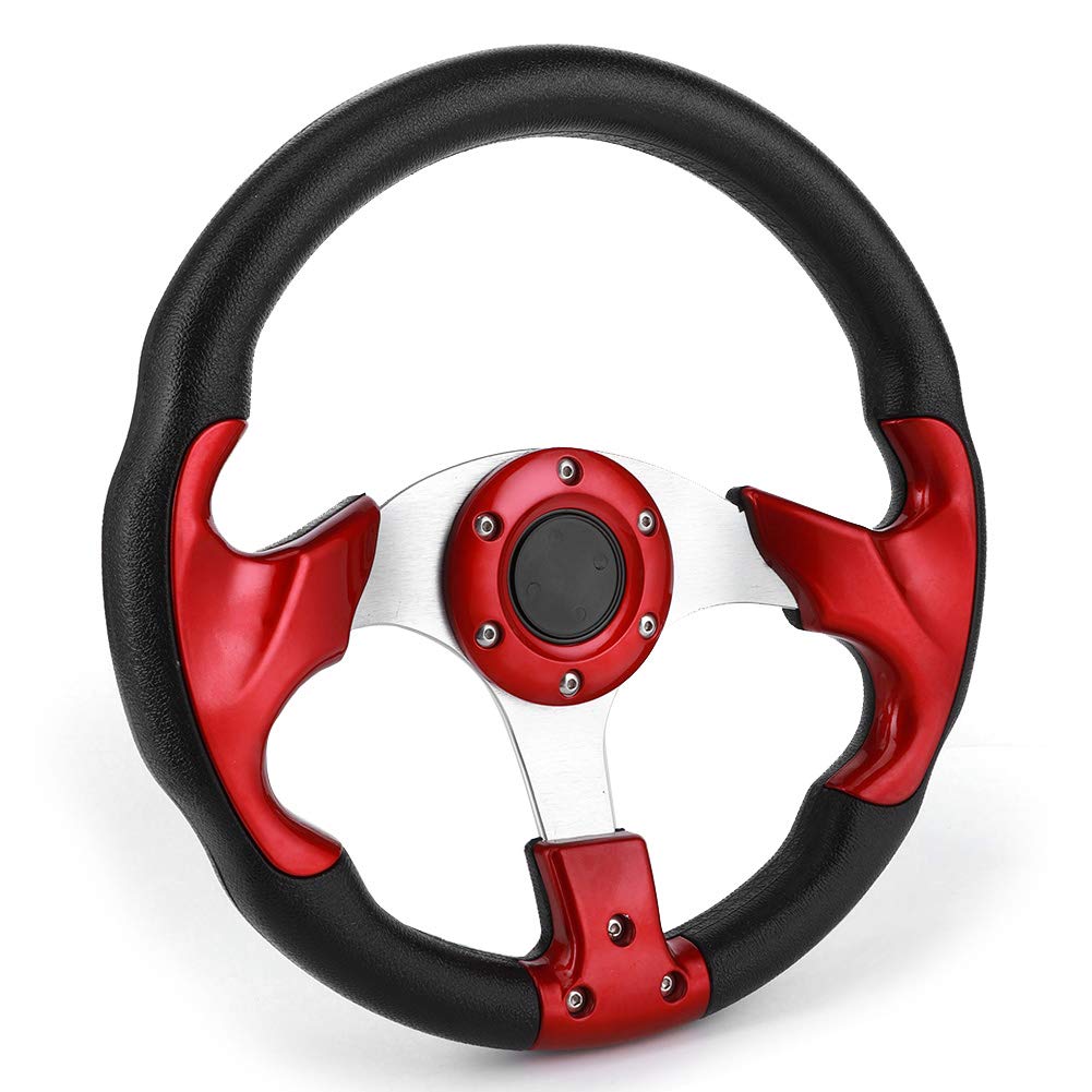 Volante Tbest 320Mm 12.5In Volante per Auto con Pulsante Clacson Parte Modificata Universale in PVC Colore Rosso