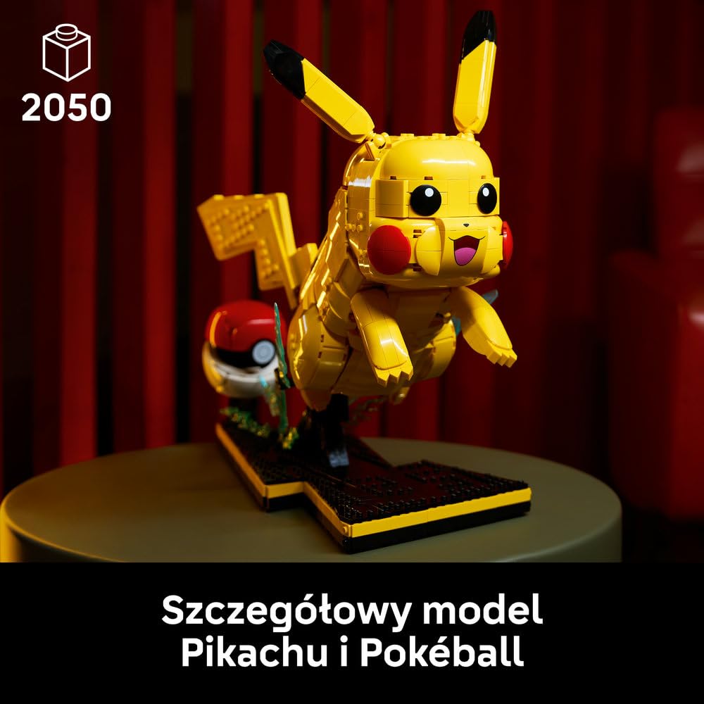 LEGO Pokémon Pikachu i Pokéball 72152 | Kolekcjonerska figurka Pokémona, duży zestaw klocków dla dorosłych, prezent dla fana gry, gamingowa dekoracja, 2050 elementów