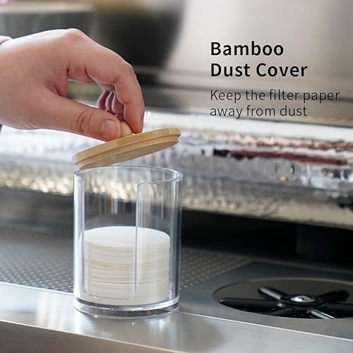 Miniatura 4 de watchget Soporte de filtro de papel expreso, contenedor de almacenamiento de filtro de café con tapa, dispensador de filtro de café acrílico