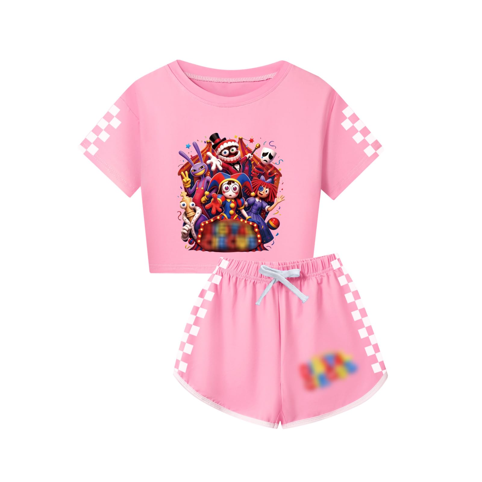 Amazing Circus Tracksuit Kids 2PC T-Shirt and Shorts 2 Piece Summer Outfit Tracksuit Set Pomni Costume Jax Ragatha Character Prints Outfit Adventure Cartoon Anime Suit for Boys Girls