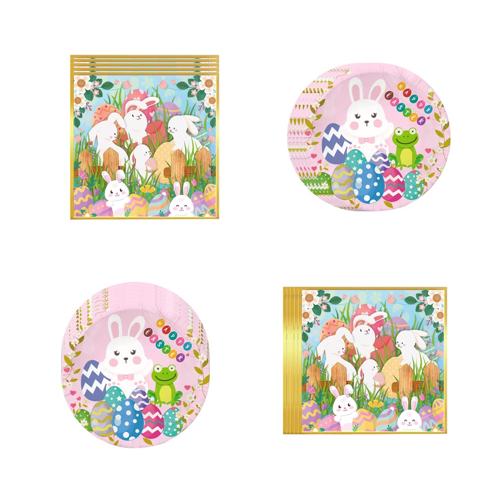 Photo 1 of 80pcs Easter Party Supplies,include 40 Plates, 40 Napkin,Used for Easter Birthday Party Decoration