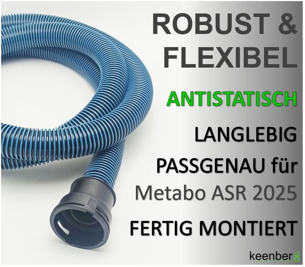 keenberk Manguera de aspiración para aspiradora Metabo en seco y húmedo multiusos antiestática, 3 m