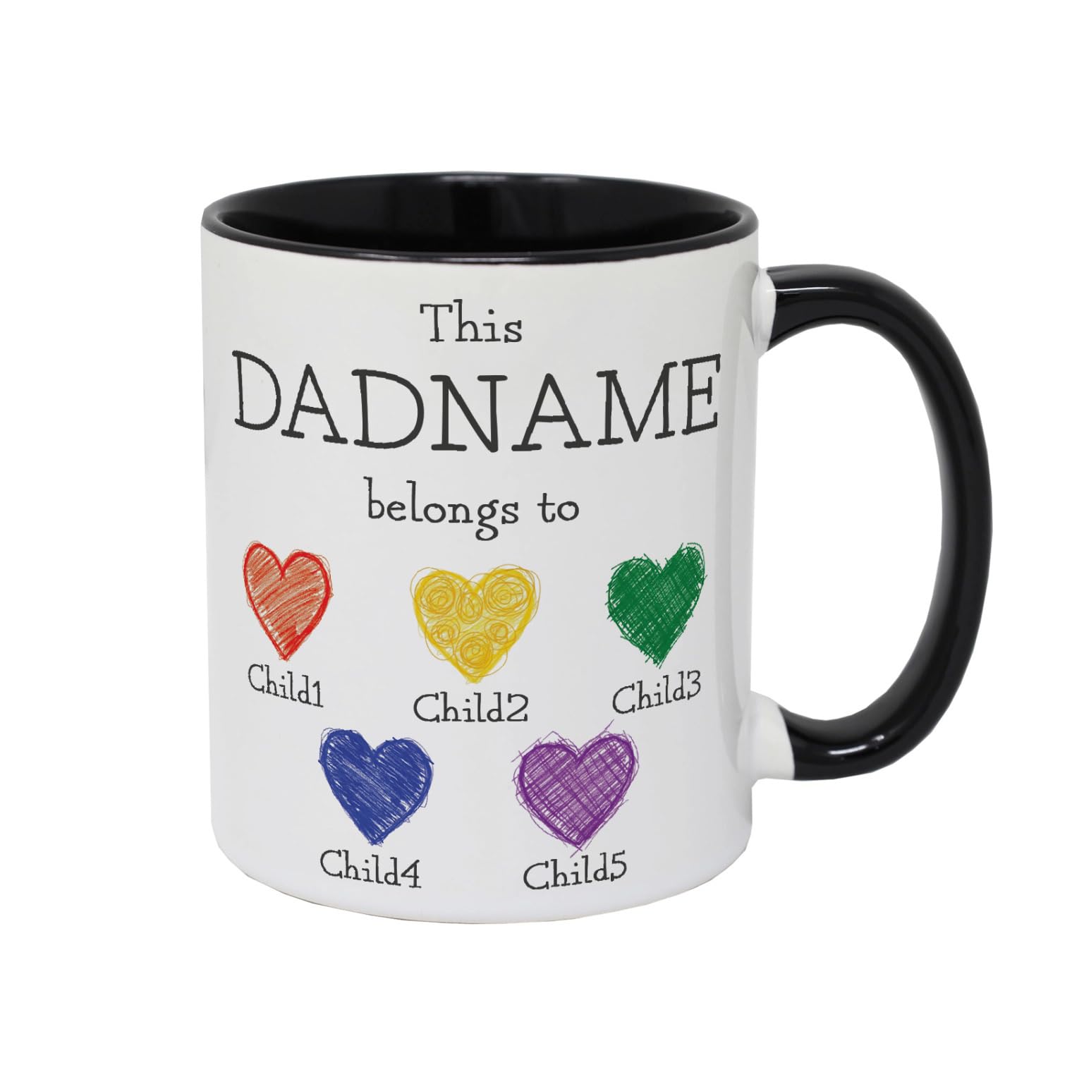 Personalised Daddy 5 Children Mug - Dad Mug from Children - Thoughtful Ceramic Coffee Mug for Father’s Day - 11oz White Mug - UK Handmade Gift