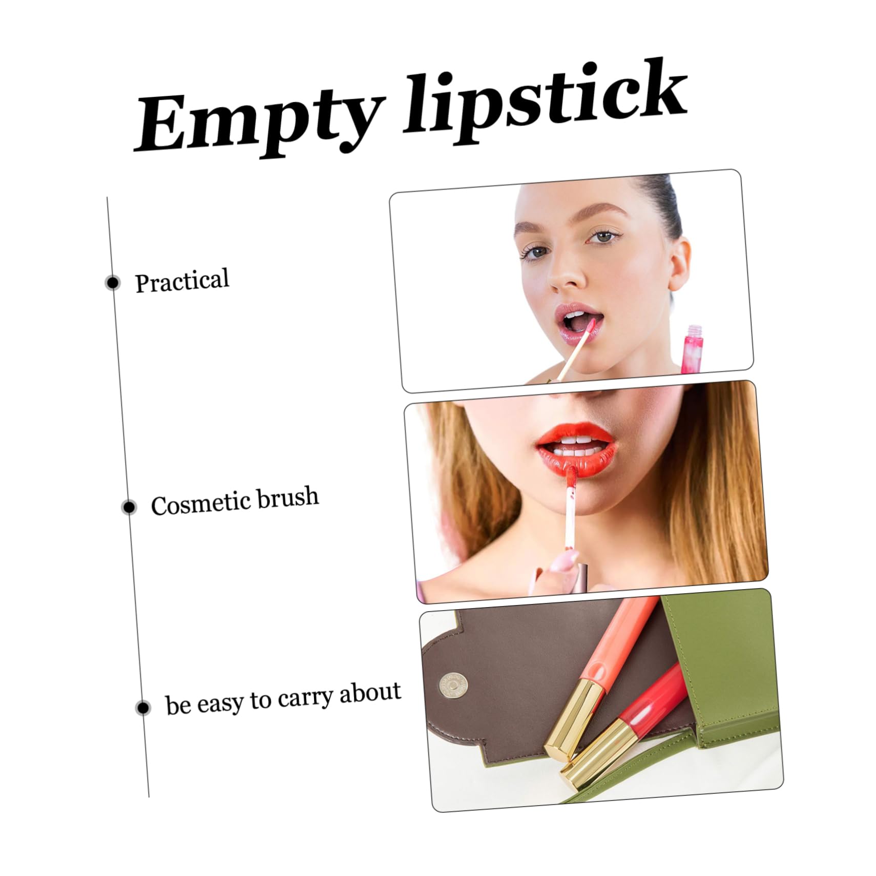 IWOWHERO Plastic Silicone Lip Brush Set 60cm Reusable Lip Mask Wands Soft Brush Head for Comfortable Use for Beginners Professionals