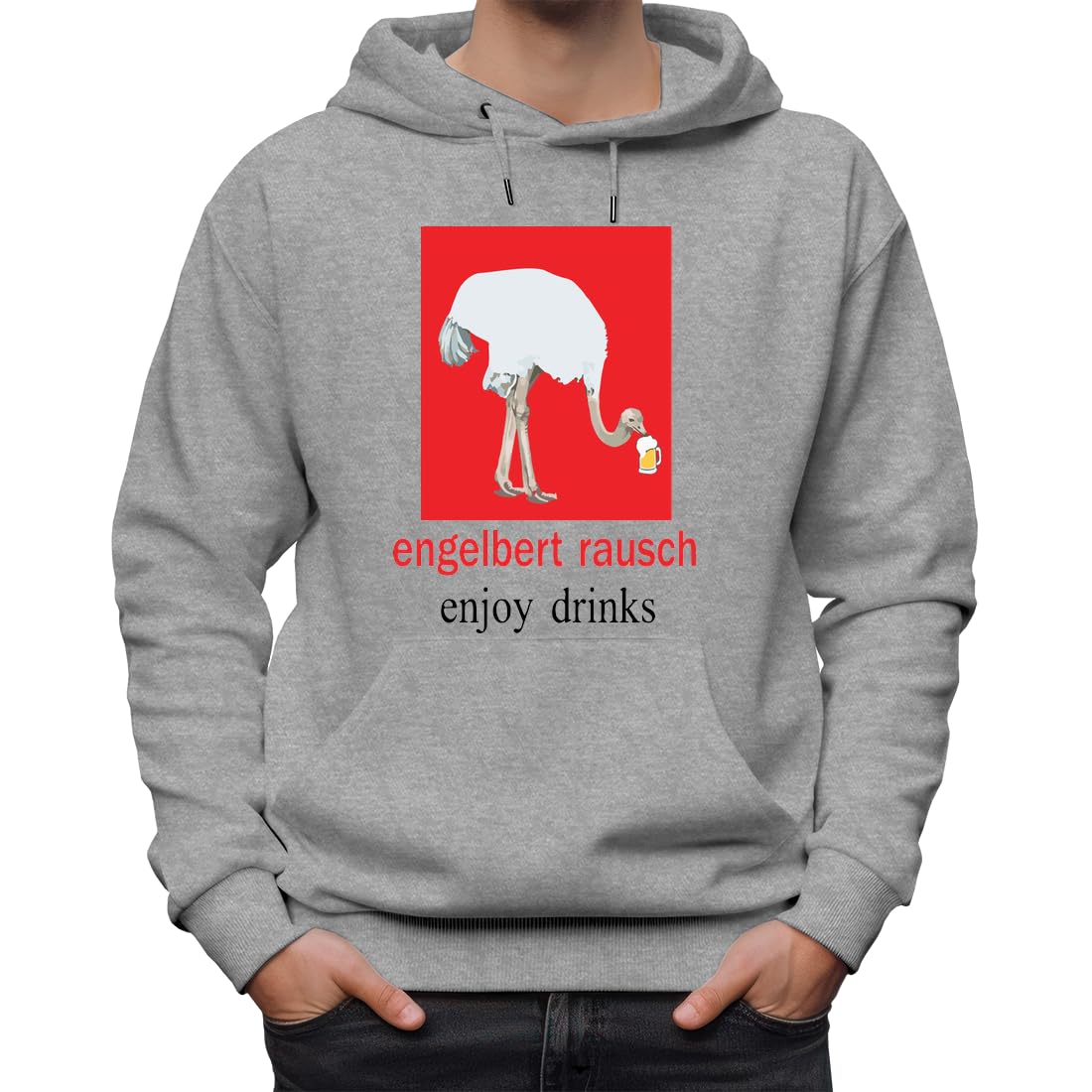 Engelbert Rausch Enjoy Drink Beer Klasyczna unisex bluza z kapturem dla mężczyzn i kobiet szara