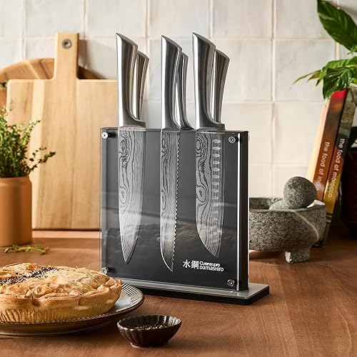 Miniatura 6 de Cuisinepro Damashiro - Bloque de cuchillos (Kumi, juego de 7 cuchillos de chef)  Cuchillo de acero japonés  Bloque magnético para cuchillos