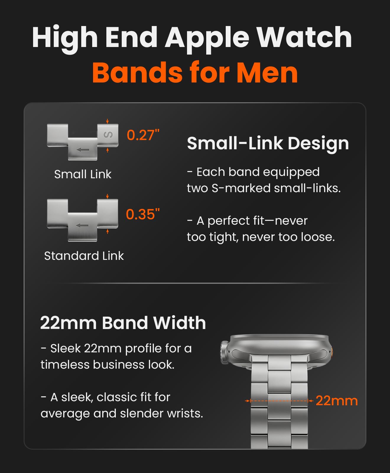 CRNS03 Bracelet en Titane pour Apple Watch Ultra 3/2/1 49mm & Series 11/10 46mm, Bracelet iWatch Ultra Ajustable avec Fermoir Papillon, bracelet de Montre Titane Homme Confortable